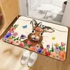 Felpudo de Diatomeas para Pascua Transfronterizo, Alfombrilla Antideslizante Absorbente de Agua para Baño, Felpudo para Puerta de Entrada con Decoración de Conejo y Huevo
