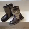 Botas de trabalho retrô com retalhos, sapatos infantis para atividades ao ar livre, botas Martin infantis, botas de lona para meninas com cano médio, botas para meninos, 2026
