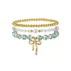 Pulsera de Nudo de Lazo con Perlas Estilo Europeo y Americano, Diseño de Nicho Estilo Bohemio de Moda, Pulsera de Perlas Apilable para Mujeres