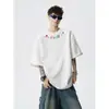 2026 Caliente Nuevo Estilo de Verano Camiseta de Manga Corta Bordada con Letras de Colores para Niños y Niñas, Corte Holgado, Talla Grande, Top de Moda para Estudiantes
