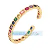 L50 Q35 S64 Pulsera de Moda Europea y Americana con Goteo de Aceite y Incrustaciones de Diamante, Exquisita Pulsera de Puño de Moda con Circonita Arcoíris