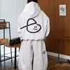 Sudadera con capucha holgada con estampado de dibujos animados creativos coreanos de comercio exterior de Amazon, Pantalones deportivos rectos casuales para hombre y mujer