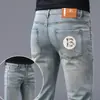 Jeans branco italiano de alta qualidade para homens, estilo fino de verão, calça casual slim fit elástica nova 2026, marca da moda
