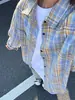 Nueva Camisa a Cuadros Estilo Americano Retro Manga Larga Holgada Primavera Otoño Hombre Casual Camisa Chaqueta Top Atuendo
