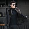 Traje de Invierno de Piel Haining para Hombre, Mono de Piel, Cuello de Chaqueta Pica, Chaqueta Cálida Casual para Hombre, Chaqueta