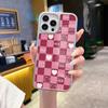 Funda Cuadrada Rosa a Cuadros Popular de Amazon Adecuada para iPhone 16 Funda de Vidrio, Funda Sencilla de Manzana 18Pm para Niñas