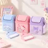 Papelera de escritorio oficial autorizada de Sanrio, mini tipo prensa, para dormitorio, niños, linda, cubo de almacenamiento para limpieza del hogar