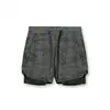 Shorts Esportivos de Corrida Muscular Transfronteiriços Masculinos de Verão Fitness Irmãos Camada Dupla Respirável Calças Casuais Calças de Praia