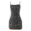 Ropa de mujer europea y americana 2024 primavera nueva moda personalizado chica hot estampado lentejuelas estampado de leopardo vestido bandolera