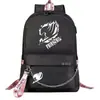 Mochila escolar USB de dibujos animados transfronteriza de cola de hadas para jóvenes de primaria y secundaria, mochila casual con cinta para hombres y mujeres