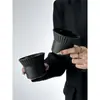 Taza de Café Colgante de Moda con Alto Valor Estético, Taza de Latte Negra Brillante Antiescaldante, Vaso de Vidrio para Agua Americano Helado de Hogar, Vaso para Bebidas Frías