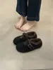 Sapatos Peludos Retro Feios-Fofos com Solado Grosso para Mulheres Inverno 2025 Novos Casuais Quentes Antiderrapantes de Algodão Versáteis Sapatos Birkenstock