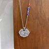 Plata Pura 999 flores floreciendo flores ricas colgante plata esterlina antigua tallado a doble cara candado de la paz collar de plata para todo