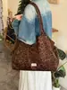 Bolso de lona retro con estampado de estrella y leopardo estilo coreano para mujer, nuevo bolso de hombro casual de gran capacidad para el día a día 2026
