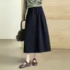 Saia Simples para o Dia a Dia Linha A 2026 Outono/Inverno Nova Cintura Alta Emagrecedora Saia Longa Elegante Versátil Barra Larga Saia Evasê