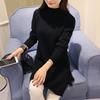 2020 Outono e Inverno Nova Mulher Coreana Suéter de Malha Casaco Longo Vestido Meio Alto Pescoço Solto Pulôver Suéter