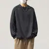 Moletom masculino de manga longa, nova coleção outono/inverno 2026, gola redonda, corte solto, cor sólida, moletom de algodão versátil, estilo moderno