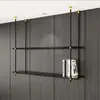 Estantería negra de 18 pulgadas, colgador de lujo ligero, estante de almacenamiento de nuevo estilo chino, marco modular versátil, estantería de perfil de aluminio