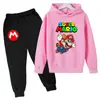 Conjunto de Moletom Infantil de Manga Longa com Estampa de Desenho 2026 Primavera Meninos e Meninas Conjunto de 2 Peças Calça + Moletom com Capuz
