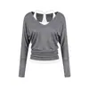 Camisa de Lyocell UNBDNS de Corte Relajado con Cuello en V y Mangas Murciélago, Camisola Suelta de Hombros Caídos Multiusos, Ropa de Abrigo de Manga Larga para Mujer de Otoño