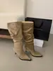Novas Botas Longas de Salto Alto Bico Fino para Mulheres 2026, Estilo Coreano Retrô, Abaixo do Joelho, Salto Fino, Salto Alto, Botas de Cano Longo Ajustadas