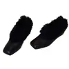 Novo estilo, textura de couro, forrado com fleece, sapatos quentes e fofos para mulheres, com salto oculto, sola plana, bico quadrado versátil, confortáveis e feitos de couro macio