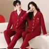 Nuevos pijamas de algodón rojo brillante para mujer, de alta gama, adecuados para el Año del Zodiaco, festivos para recién casados, novias, ropa de casa para Año Nuevo, ropa de invierno para parejas