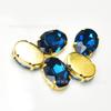 Venta al por mayor de fábrica de garras de cristal ovaladas de color dorado con base, para manualidades, para vestido de novia, accesorios de joyería de cristal