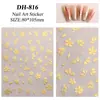 Papel de pegatina para uñas de flor de florete dorado de moda en internet, flor de papel, goma plana, polvo de oro, pegatina de uña de pétalo de dos colores, joyería DH