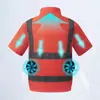 Roupas com Tira Refletora para Resfriamento no Verão, Roupas com Ventilador de Manga Curta para Uso Externo, Estilo Masculino com Ventilador, para Administração de Vias Públicas, Canteiro de Obras