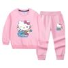 Camisola das meninas terno kt gato primavera e outono das crianças de manga comprida camisa calças menina casual esportes terno de duas peças