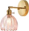 Luminária de Parede Recarregável Transfronteiriça Moderna Simples Retrô Tulipa Cobertura de Vidro Ajustável em 180 Graus Latão Luminária de Cabeceira de Quarto