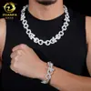 Zuanfa Nuevo Estilo Europeo y Americano Collar de Hip-Hop de 17 mm Plata 925 Totalmente Incrustado con Moissanita Cruz en Forma de 8 Hiphop Europeo y Americano