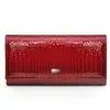Cartera de Cuero Genuino Europea y Americana Hebilla Magnética Portatarjetas Multifuncional Gran Capacidad Piel de Vaca de Primera Capa Billetera Larga de Charol para Mujer Venta al por Mayor