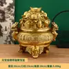 Ornamento de Latão com Lingote de Ouro e Sapo Dourado, Tigela de Tesouro Coberta, Auspicioso e Realizador de Desejos, Ornamento de Cobre para Escritório e Casa