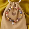 Pulsera de Ágata Corazón de Azúcar Estilo Punto Turístico de Pekín, Joyería Budista Cultural y Creativa, Pulsera Deslumbrante Clara como el Hielo
