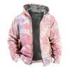 2024 Transfronterizo Impresión 3D Tie-dye con forro polar Engrosado Doble Forro Terciopelo Grueso Chaqueta Acolchada de Algodón Cremallera Bolsillo Excavado Cálida Chaqueta Acolchada de Algodón