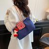Bolso de Hombro para el Trabajo Nuevo Bolso de Axila Bloque de Color Bolso de Hombro Pequeño Cuadros Negros Bolso de Mujer Bolso de Mano para Guardar Lindo