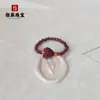 Anillo de Cinabrio Piedra Cruda Arena Dorada Púrpura Cuentas Pixiu Flor Rosa Anillo de Espinela Anillo Elástico Suministro en Vivo
