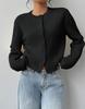 Suéter Cruzado Nuevo de Otoño e Invierno Europeo y Americano para Mujer, Moda Amazon Cardigan Delgado con Botones Cuello Redondo Manga Larga Top Chaqueta