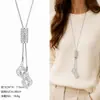 Cadena para Suéter de Collar Largo Geométrico, Accesorio de Lujo de Alta Gama, Versátil y de Moda, Colgante de Perla para Otoño e Invierno