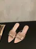 Sandalias de tacón de gatito con lazo estilo francés para mujer, nueva moda de verano 2025, sandalias de punta abierta y punta fina
