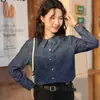 Tiro Real # "Las Capas Son Más Modernas" - Chaqueta de Mezclilla Vintage Azul Profundo Lavado Estilo Blogger Francés para Mujer.