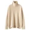 Suéter de punto de cachemira de cuello alto, estilo transfronterizo, diseño casual suelto y simple para mujer, nueva colección otoño/invierno 2026, jersey grueso, efecto adelgazante