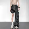 Calça de Trabalho com Gradiente de Seda de Gelo para Homens, Calça Fresca de Verão Fina Solta de Perna Larga, Calça Longa Casual com Caimento Tendência Estilo Americano