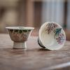 Ceniza de Planta Pintado a Mano Flor de Glicina Copa Maestra Color Bajo Cubierta Taza Individual Cerámica Especial Juego de Té Kung Fu Taza de Té para Hombres y Mujeres