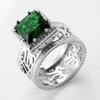 Venta caliente transfronteriza nuevo anillo de diamantes esmeralda anillo hueco de doble capa femenino de lujo r4988