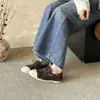 Nuevos Mocasines de Encaje con Bloques de Color Estilo Coreano para Mujer Primavera 2026, Zapatos Bajos Retro de Gamuza y Piel Genuina Slip-On