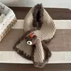 Bufanda Cruzada Osito de Peluche Invierno Nueva Tejida de Lana Cálida Linda Dulce Bufanda de Navidad Estilo Dulce Bufanda Gruesa
