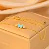 Nuevo Pulsera de Flores y Mariposas para Mujer Estilo Ins Nicho Diseño Original Mariposa Azul Brillante Pegamento Tobillera
